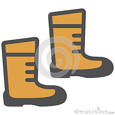 Hiking boots linear icon with colored fill.Vector illustration. Vector Illustration